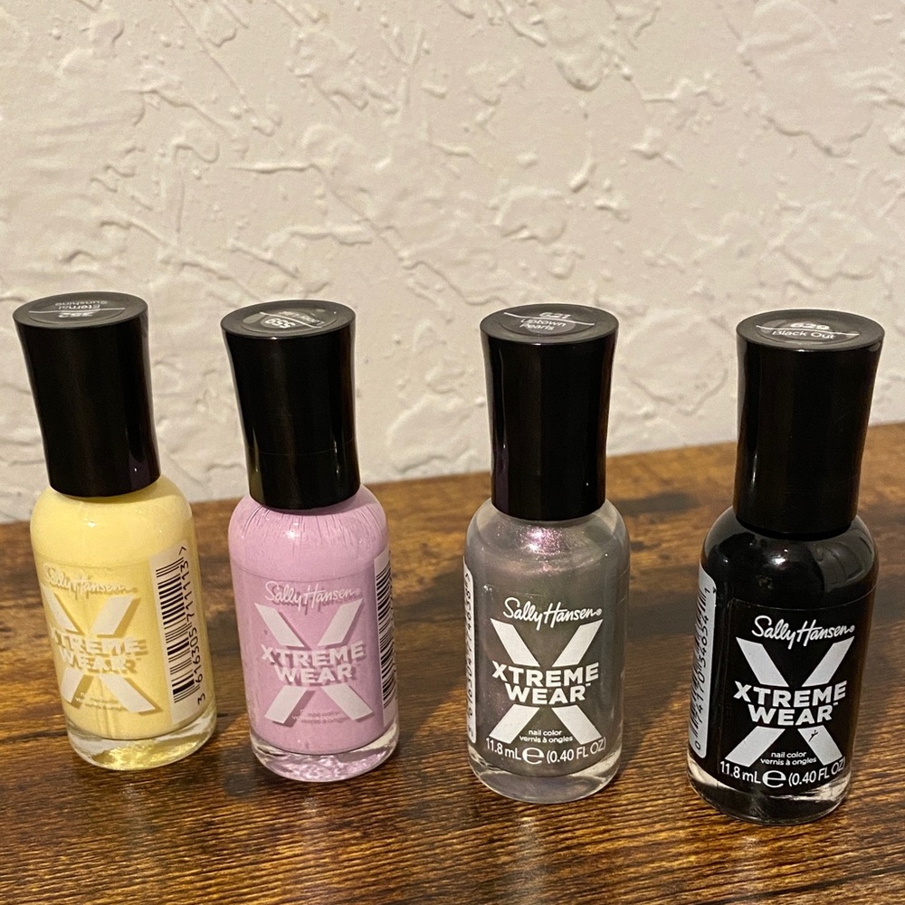 Xtreme Wear Nail Polish Set - Yellow, Pink, Silver, Black